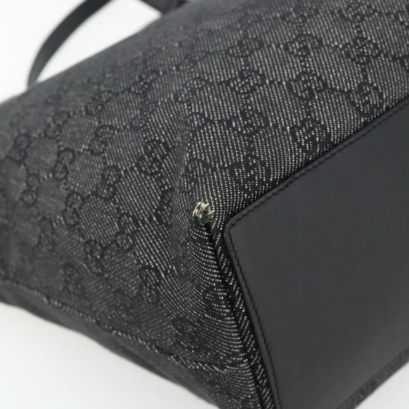 GUCCI GG Canvas Tote Bag Black Silver 31243 Auth 178818