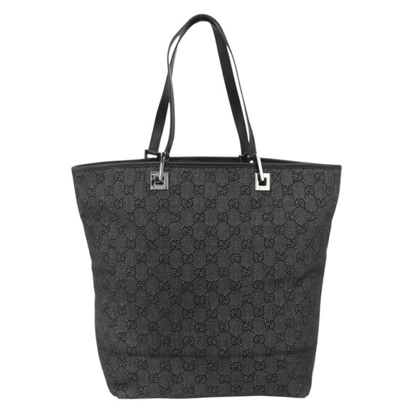 GUCCI GG Canvas Tote Bag Black Silver 31243 Auth 178818