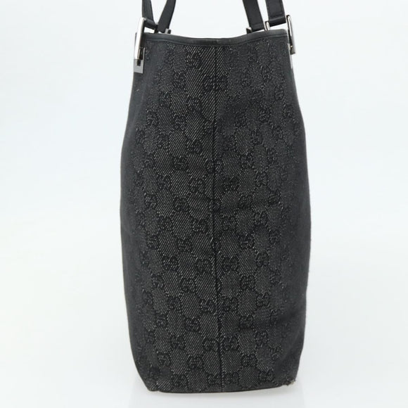 GUCCI GG Canvas Tote Bag Black Silver 31243 Auth 178818