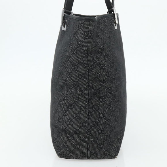 GUCCI GG Canvas Tote Bag Black Silver 31243 Auth 178818