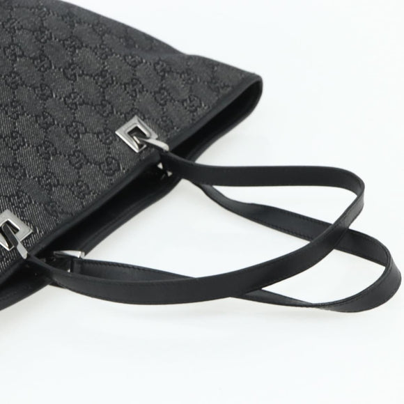 GUCCI GG Canvas Tote Bag Black Silver 31243 Auth 178818