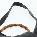 GUCCI Bamboo Shoulder Bag Leather 2way Black Gold 001 1577 Auth 178821-15