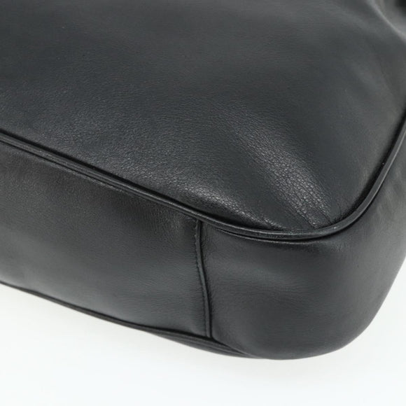 GUCCI Bamboo Shoulder Bag Leather 2way Black Gold 001 1577 Auth 178821