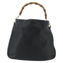 GUCCI Bamboo Shoulder Bag Leather 2way Black Gold 001 1577 Auth 178821-13
