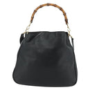 GUCCI Bamboo Shoulder Bag Leather 2way Black Gold 001 1577 Auth 178821-2