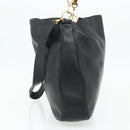 GUCCI Bamboo Shoulder Bag Leather 2way Black Gold 001 1577 Auth 178821-4