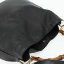 GUCCI Bamboo Shoulder Bag Leather 2way Black Gold 001 1577 Auth 178821-6