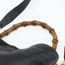 GUCCI Bamboo Shoulder Bag Leather 2way Black Gold 001 1577 Auth 178821-14