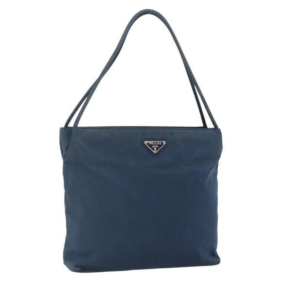 PRADA Tote Bag Nylon Navy Silver Auth 178825