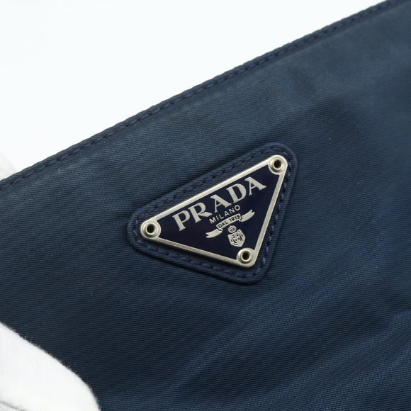 PRADA Tote Bag Nylon Navy Silver Auth 178825