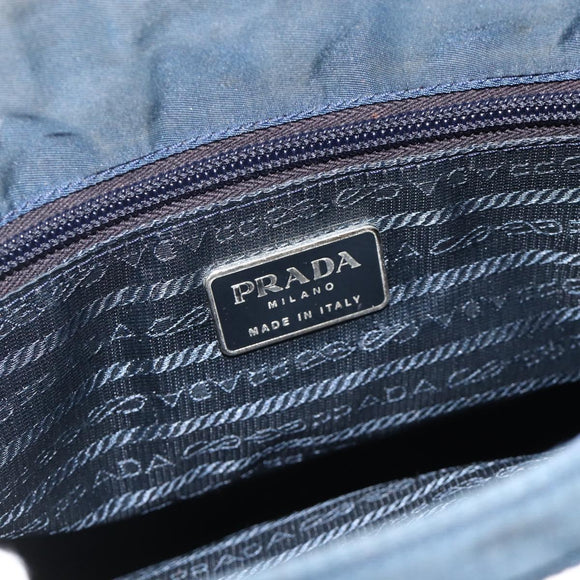 PRADA Tote Bag Nylon Navy Silver Auth 178825