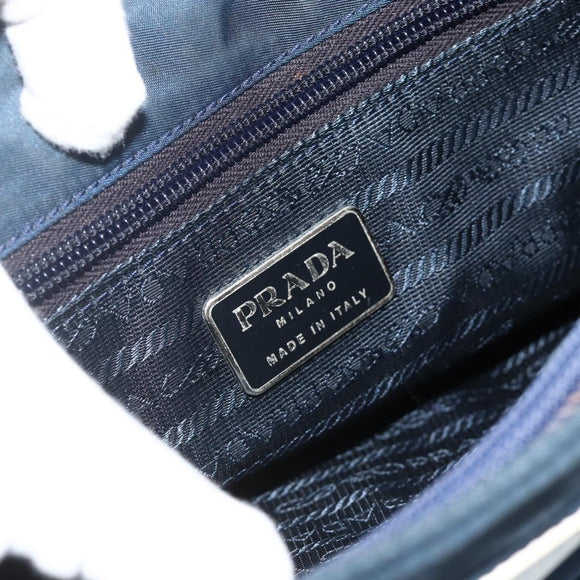 PRADA Tote Bag Nylon Navy Silver Auth 178825