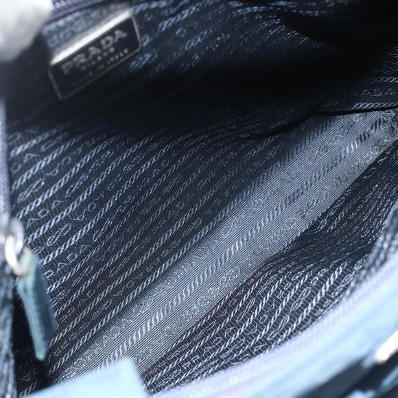 PRADA Tote Bag Nylon Navy Silver Auth 178825