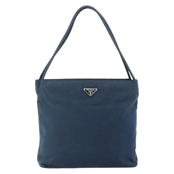 PRADA Tote Bag Nylon Navy Silver Auth 178825