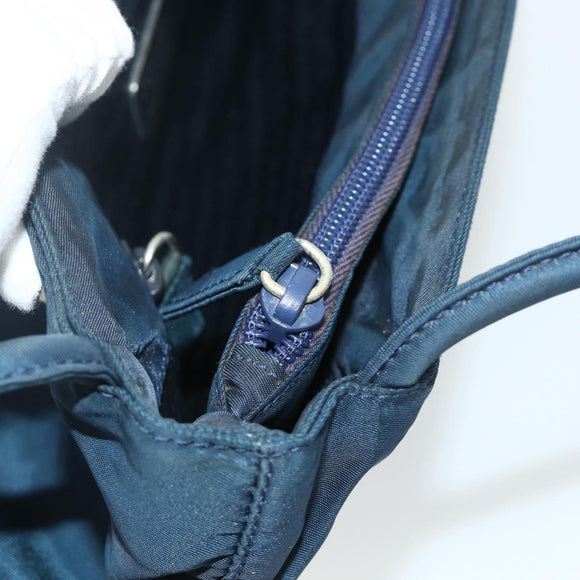 PRADA Tote Bag Nylon Navy Silver Auth 178825