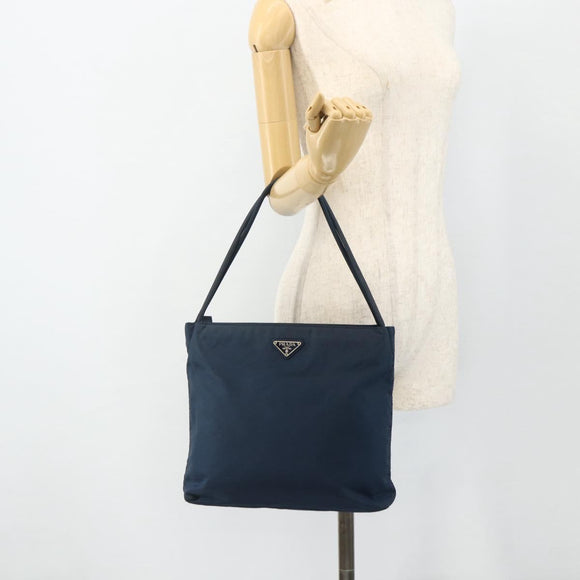 PRADA Tote Bag Nylon Navy Silver Auth 178825