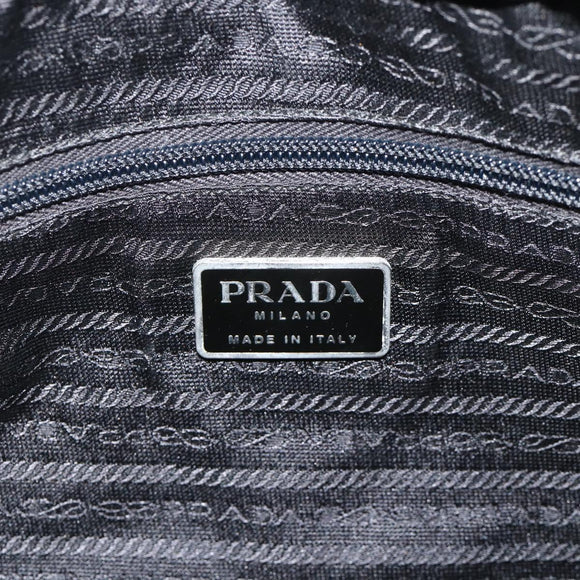 PRADA Hand Bag Nylon Black Silver Auth 178826A