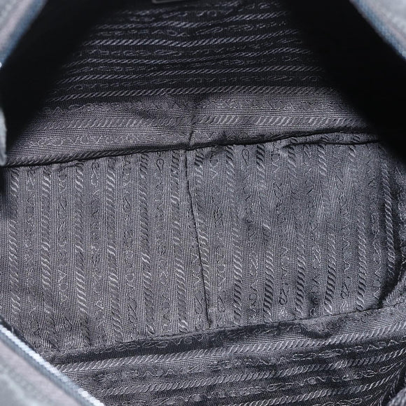 PRADA Hand Bag Nylon Black Silver Auth 178826A