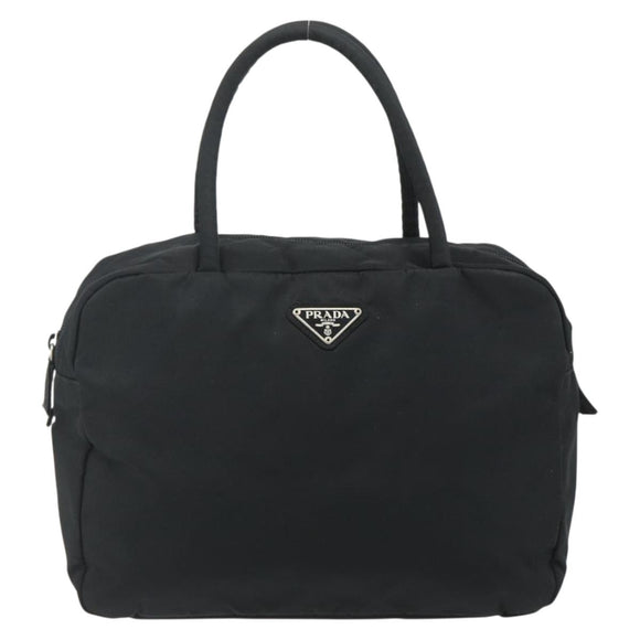 PRADA Hand Bag Nylon Black Silver Auth 178826A