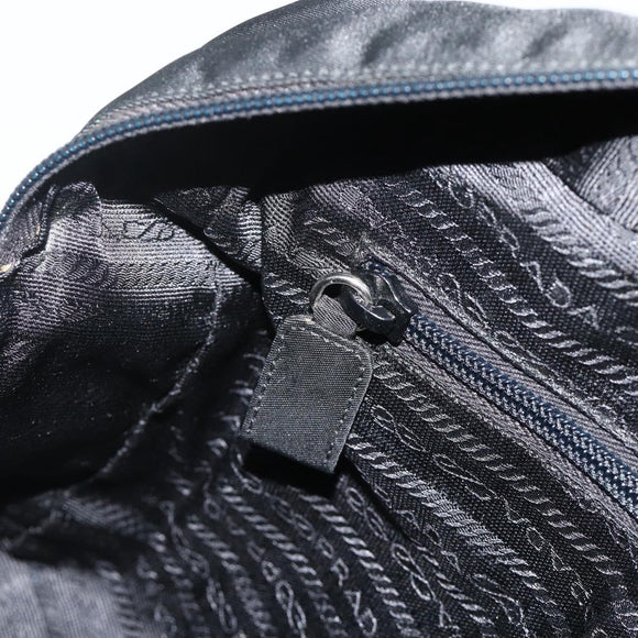 PRADA Hand Bag Nylon Black Silver Auth 178826A
