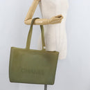 CHANEL Tote Bag Rubber Green Silver CC Auth 178827-19