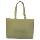 CHANEL Tote Bag Rubber Green Silver CC Auth 178827-13