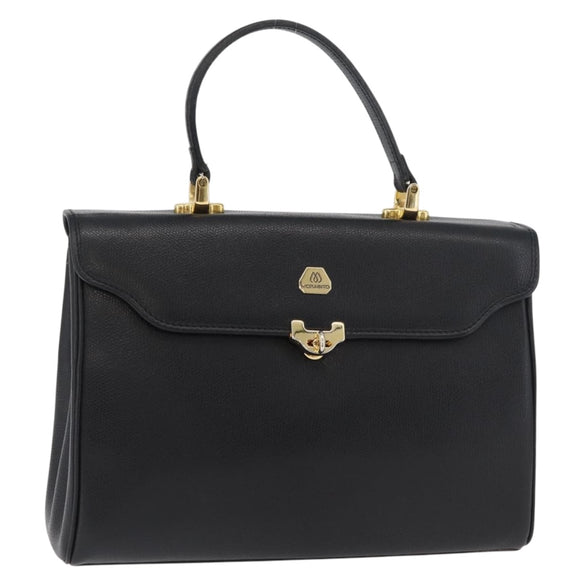 MORABITO Hand Bag Leather Black Gold Auth 178828A