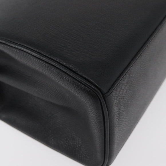 MORABITO Hand Bag Leather Black Gold Auth 178828A