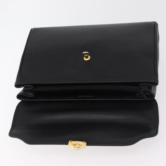 MORABITO Hand Bag Leather Black Gold Auth 178828A
