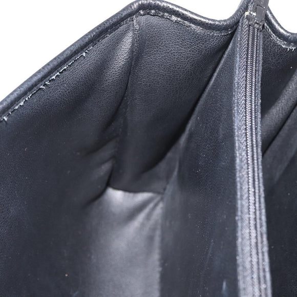 MORABITO Hand Bag Leather Black Gold Auth 178828A