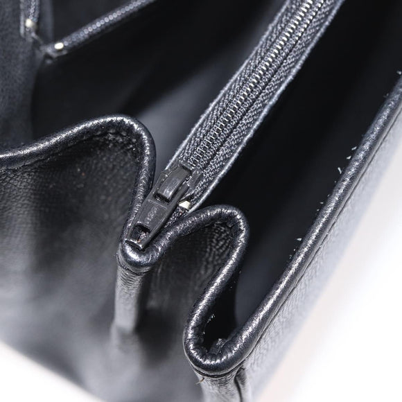 MORABITO Hand Bag Leather Black Gold Auth 178828A
