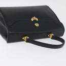 MORABITO Hand Bag Leather Black Gold Auth 178828A-6