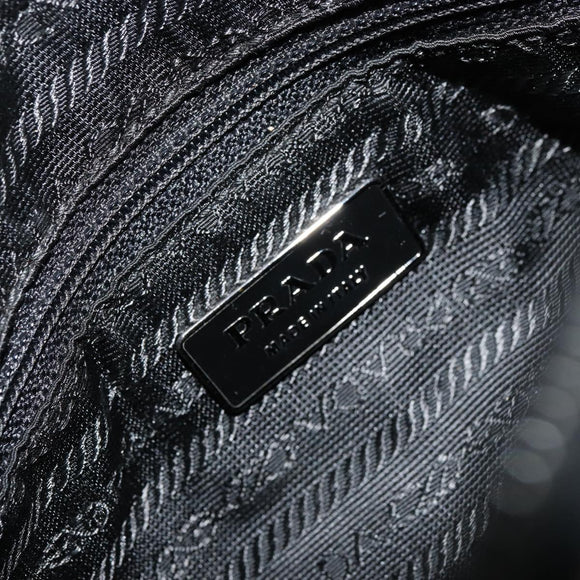 PRADA Schultertasche Nylon Beige Silber Auth 178834A