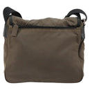 PRADA Schultertasche Nylon Beige Silber Auth 178834A-2