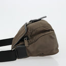 PRADA Schultertasche Nylon Beige Silber Auth 178834A-4