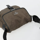 PRADA Schultertasche Nylon Beige Silber Auth 178834A-6
