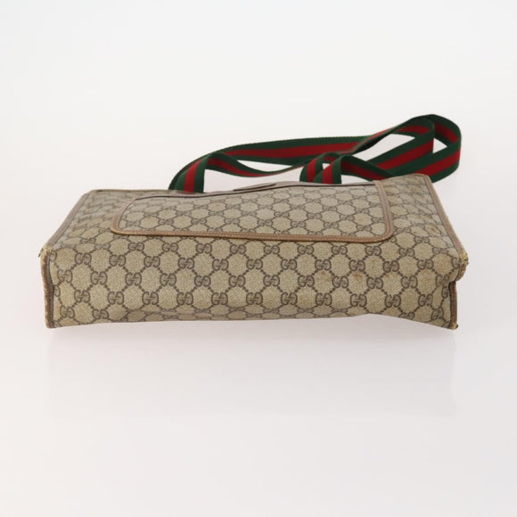 GUCCI GG Supreme Web Sherry Line Tote Bag PVC 4 Set Beige Brown Auth 178835