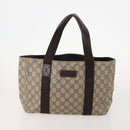GUCCI GG Supreme Web Sherry Line Tote Bag PVC 4 Set Beige Brown Auth 178835-14