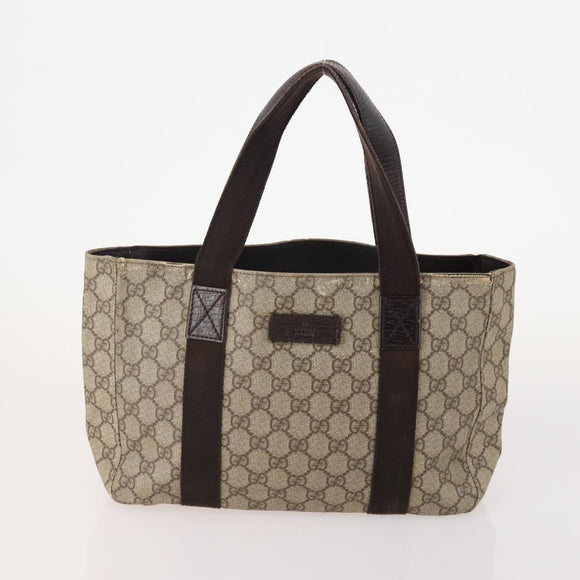 GUCCI GG Supreme Web Sherry Line Tote Bag PVC 4 Set Beige Brown Auth 178835