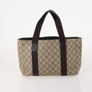 GUCCI GG Supreme Web Sherry Line Tote Bag PVC 4 Set Beige Brown Auth 178835-15