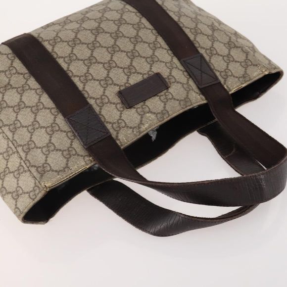 GUCCI GG Supreme Web Sherry Line Tote Bag PVC 4 Set Beige Brown Auth 178835