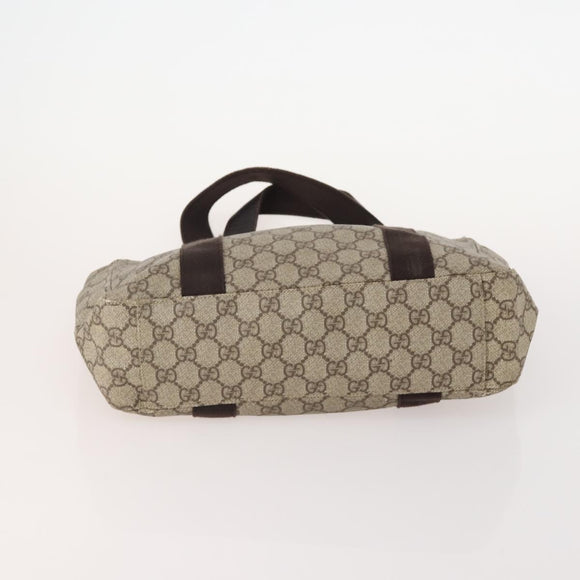 GUCCI GG Supreme Web Sherry Line Tote Bag PVC 4 Set Beige Brown Auth 178835