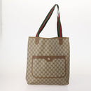 GUCCI GG Supreme Web Sherry Line Tote Bag PVC 4 Set Beige Brown Auth 178835-2