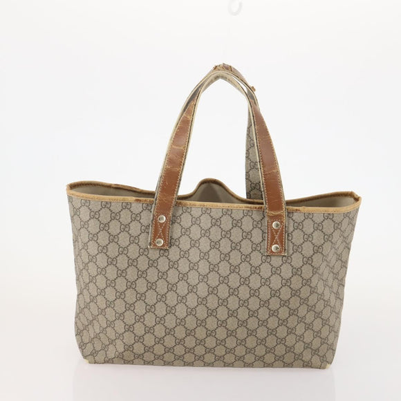 GUCCI GG Supreme Web Sherry Line Tote Bag PVC 4 Set Beige Brown Auth 178835
