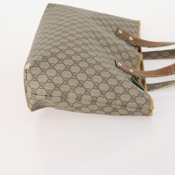 GUCCI GG Supreme Web Sherry Line Tote Bag PVC 4 Set Beige Brown Auth 178835