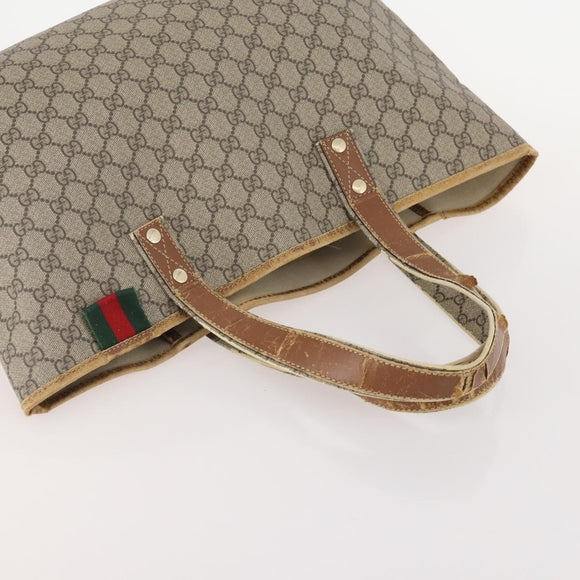 GUCCI GG Supreme Web Sherry Line Tote Bag PVC 4 Set Beige Brown Auth 178835
