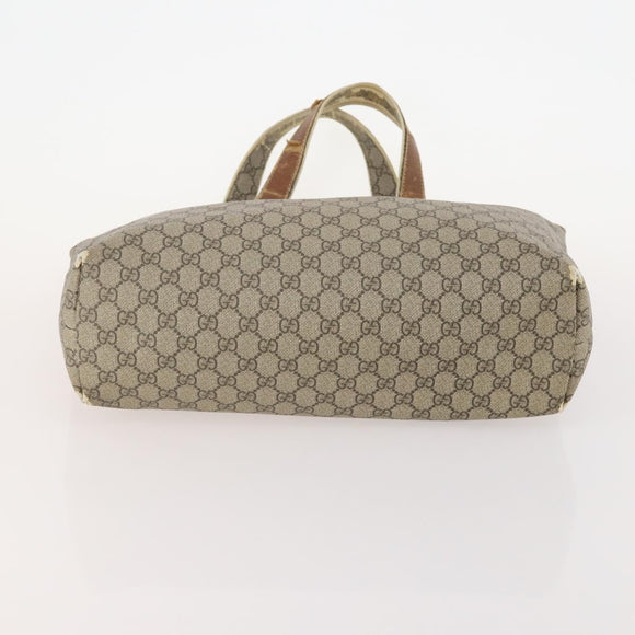 GUCCI GG Supreme Web Sherry Line Tote Bag PVC 4 Set Beige Brown Auth 178835
