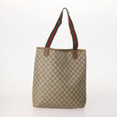 GUCCI GG Supreme Web Sherry Line Tote Bag PVC 4 Set Beige Brown Auth 178835-3