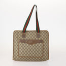 GUCCI GG Supreme Web Sherry Line Tote Bag PVC 4 Set Beige Brown Auth 178835-8