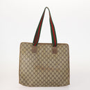 GUCCI GG Supreme Web Sherry Line Tote Bag PVC 4 Set Beige Brown Auth 178835-9